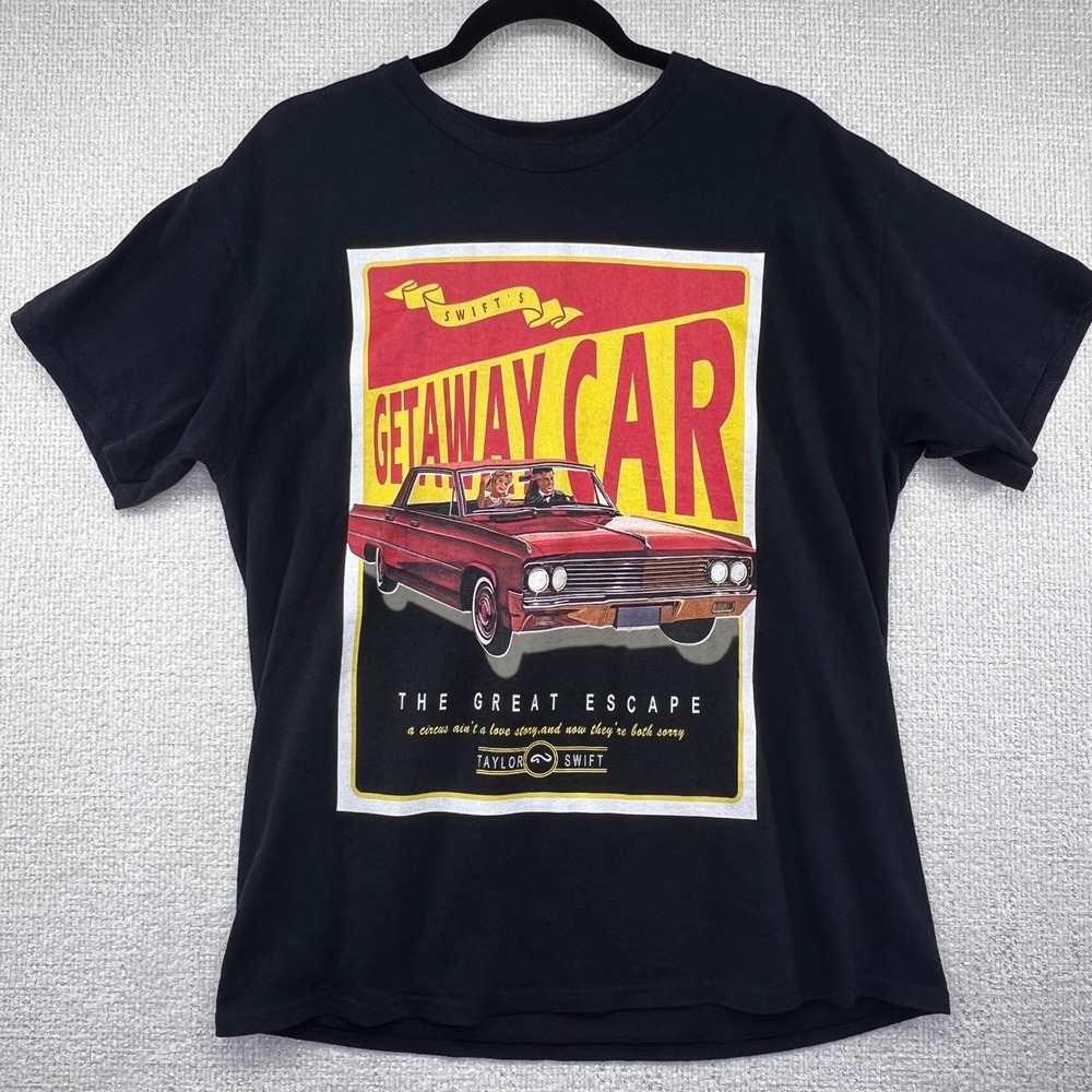 Taylor Swift Getaway Car Graphic T-Shirt The Great Escape Black Gildan‎ L